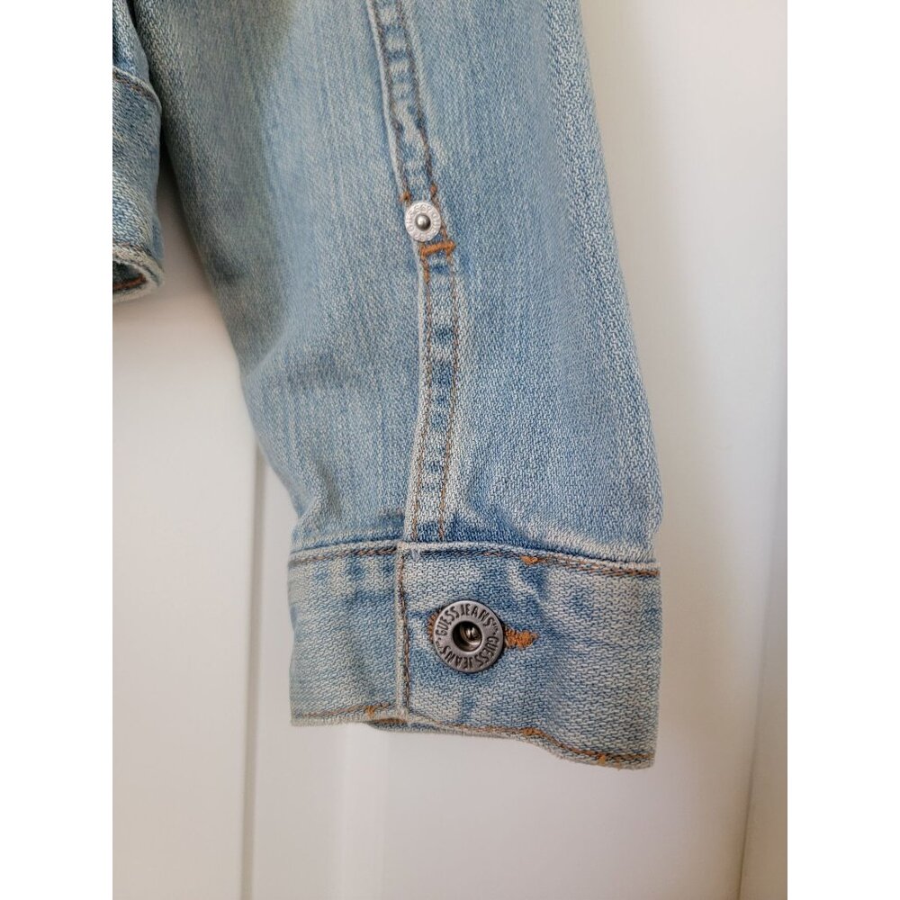 Guess Womens Medium Light Wash Denim Jacket Button-Up Rugged Workwear Style Sz M - Picture 4 of 9